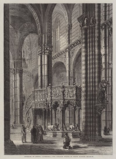 Interior of Sienna Cathedral, the Octagon Pulpit of White Marble by Percy Macquoid